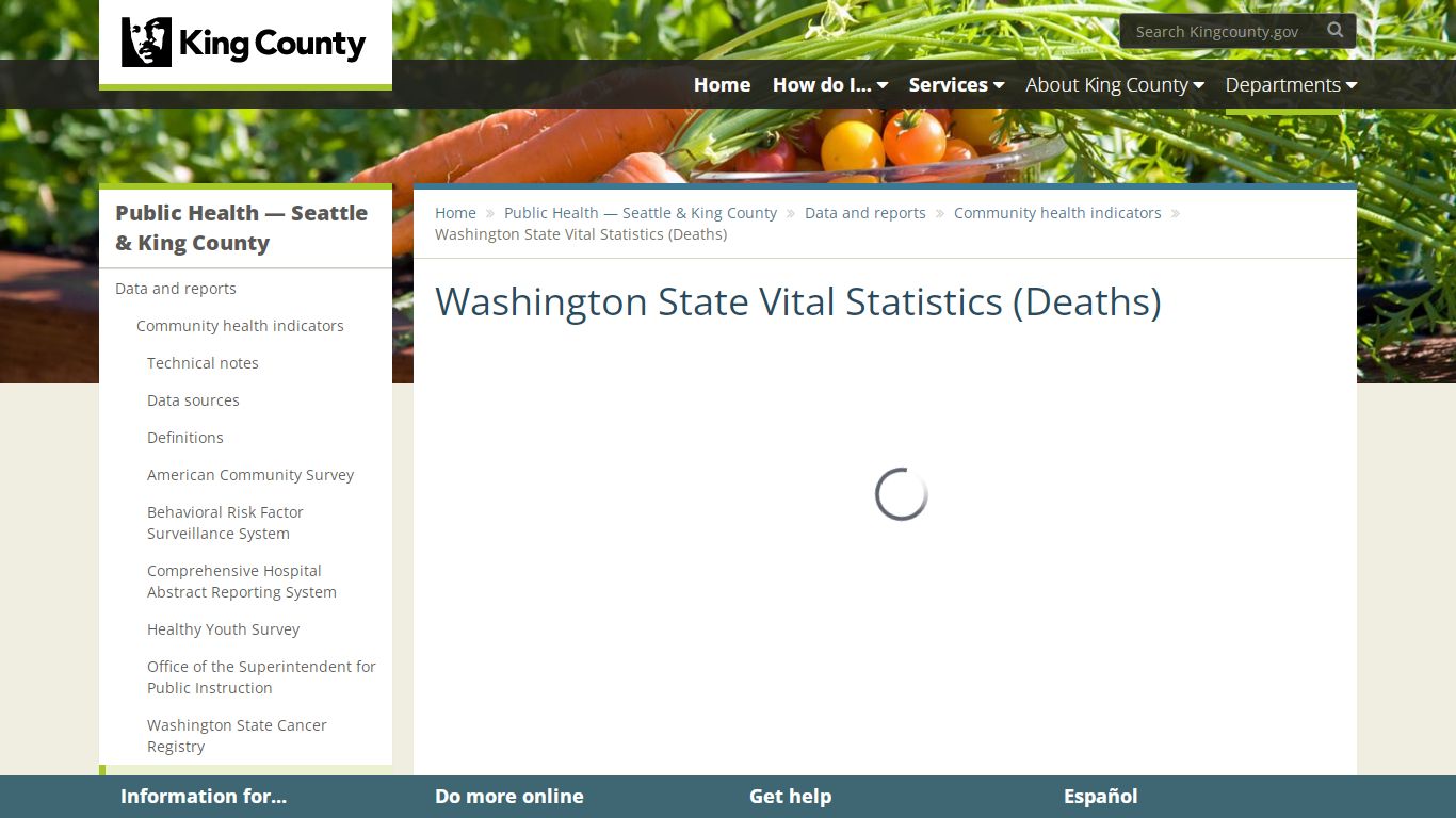 Washington State Vital Statistics (Deaths): Data dashboard - King County