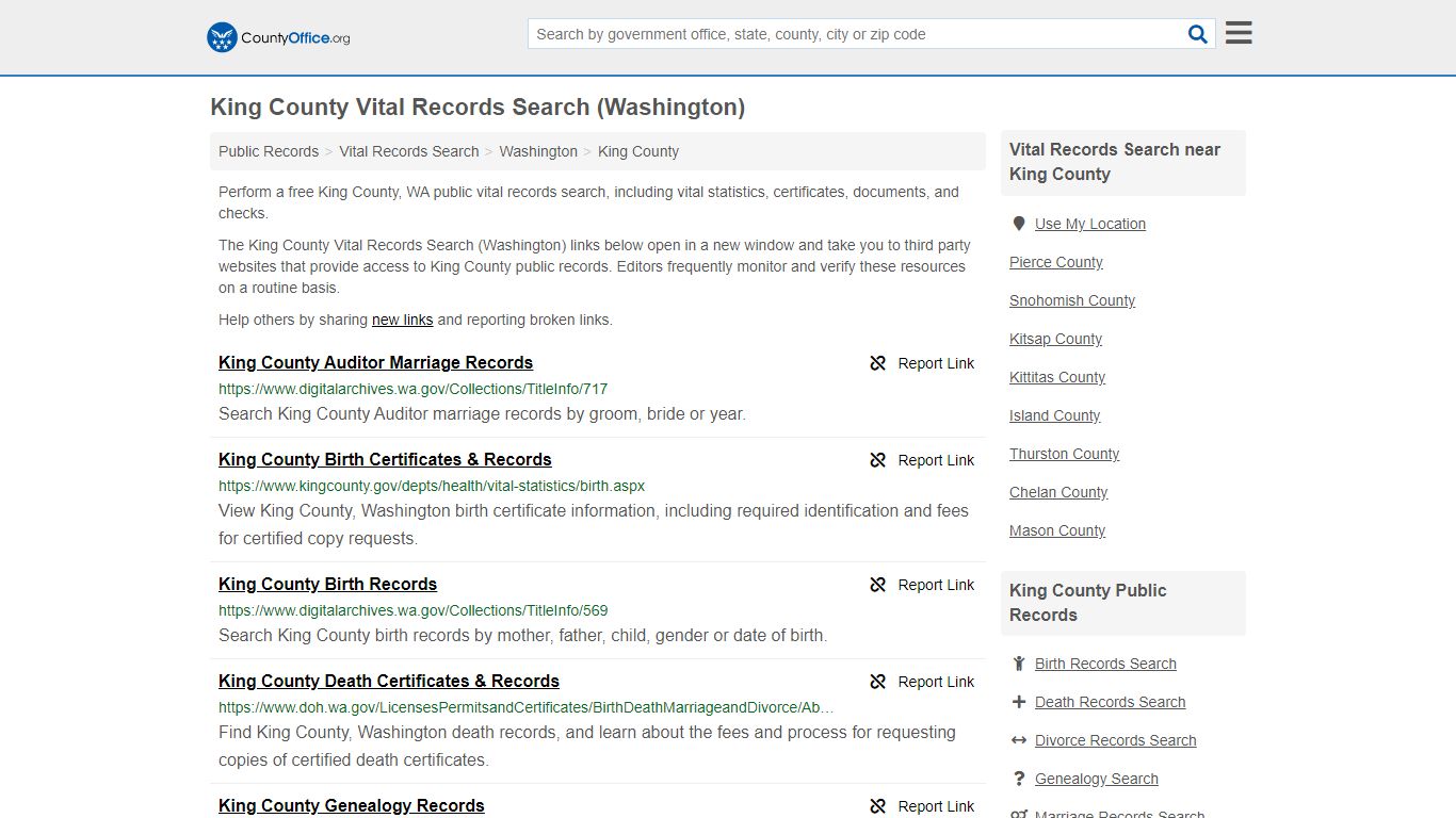 Vital Records Search - King County, WA (Birth, Death, Marriage ...